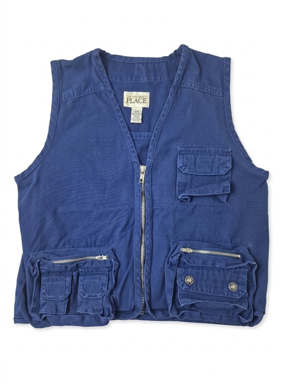 Vintage Y2K The Children's Place Blue Cargo Utility Vest Size 5/6